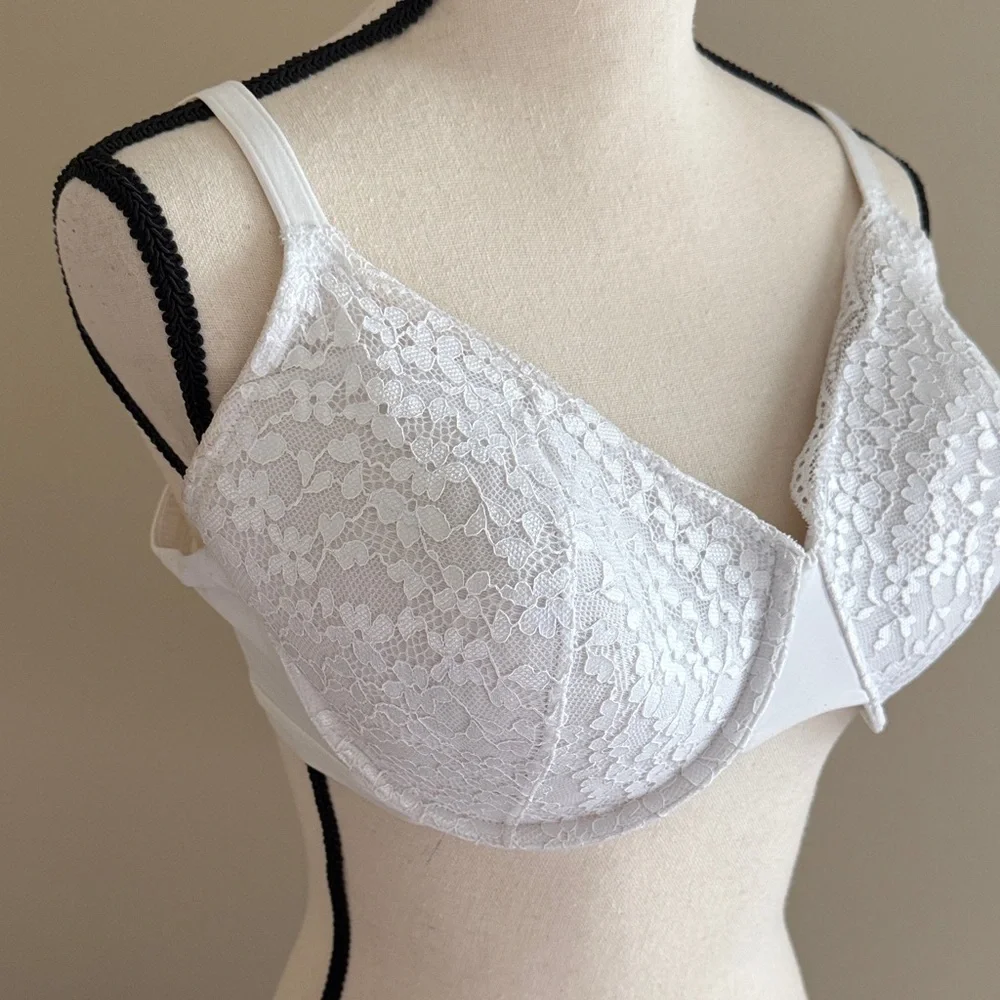 Warner's White Floral Lace Underwire Bra 36DD (E)